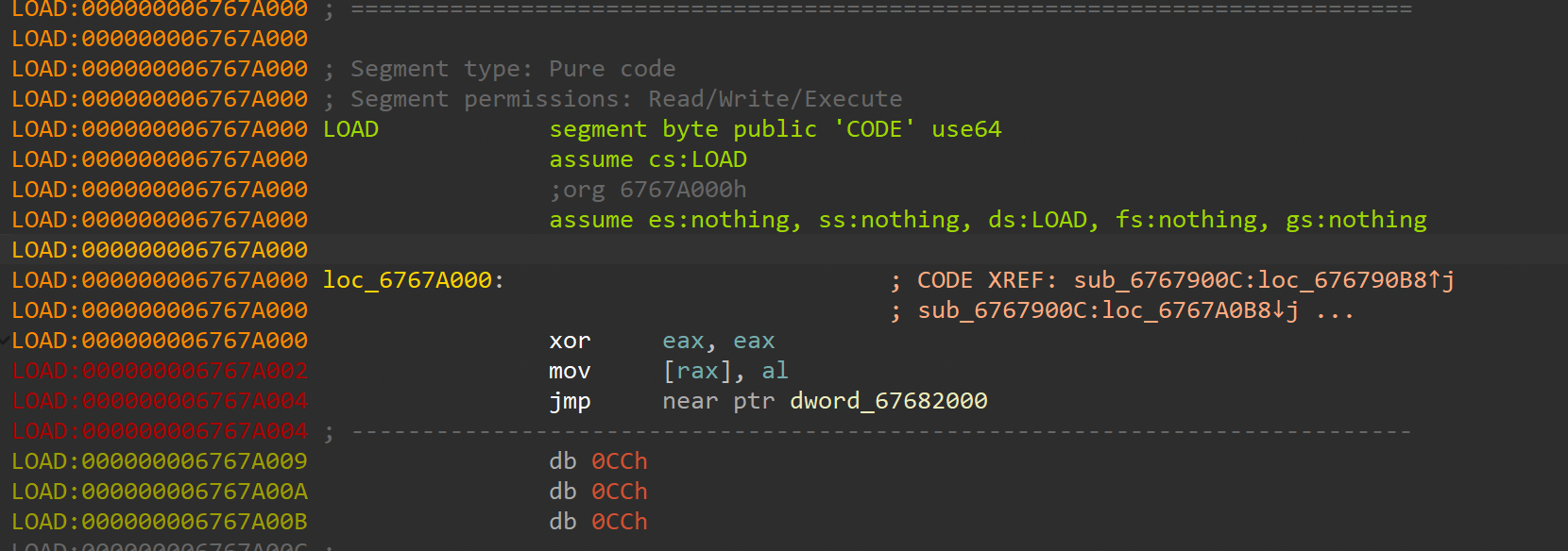Example function code